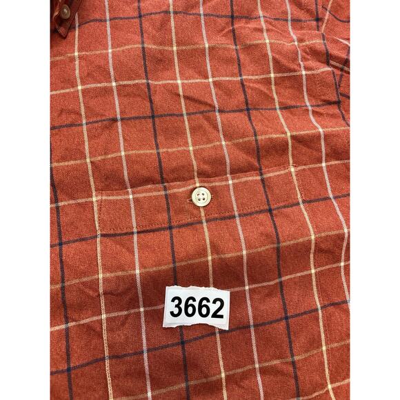 ORVIS Men's Button Down Oxford Shirt L Orange Plaid long sleeve Long‎ Sleeve - Picture 7 of 7